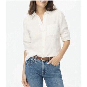 J.Crew Classic Garcon Double Gauze Button up Long Sleeve preppy Size 10 shirt